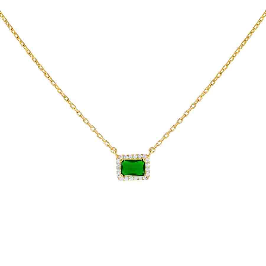 Emerald Green Radiant + Halo Necklace