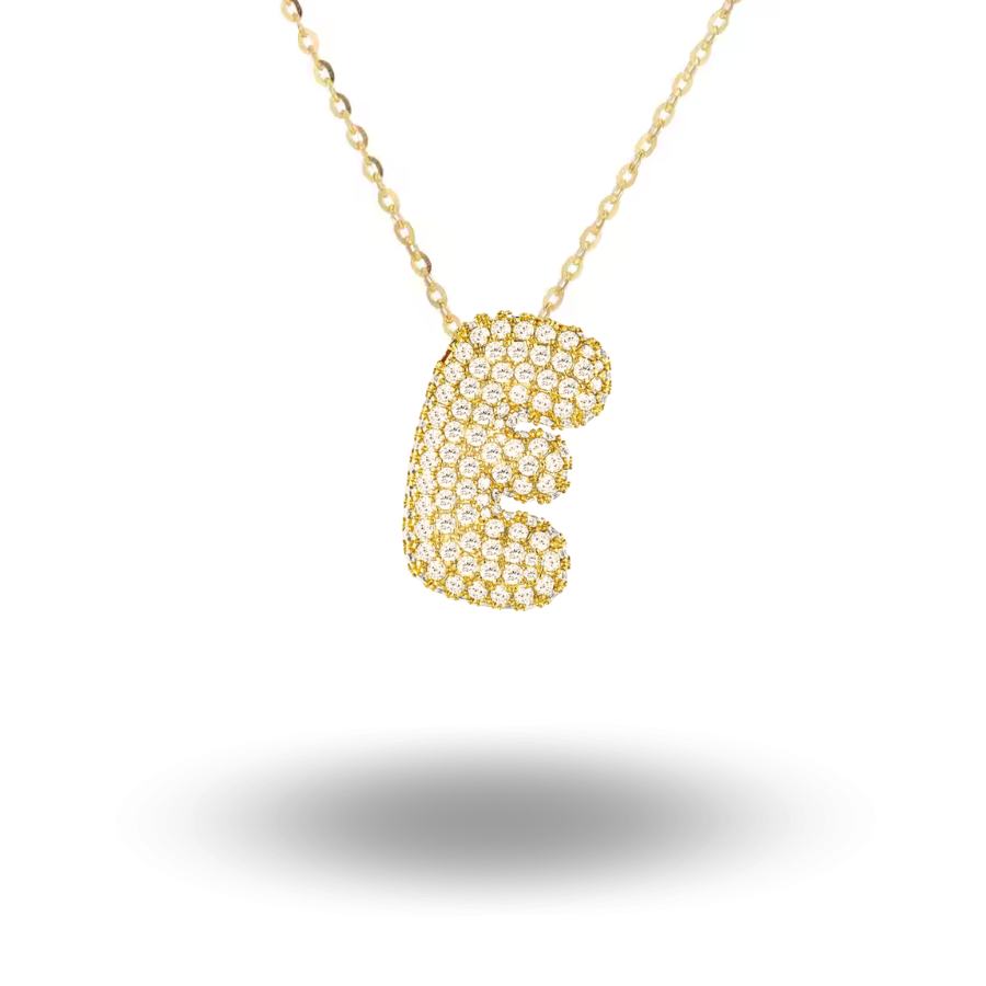 Midi Bubble Initial Necklace Gold