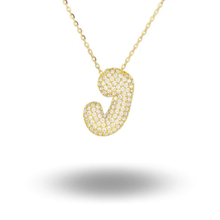 Midi Bubble Initial Necklace Gold