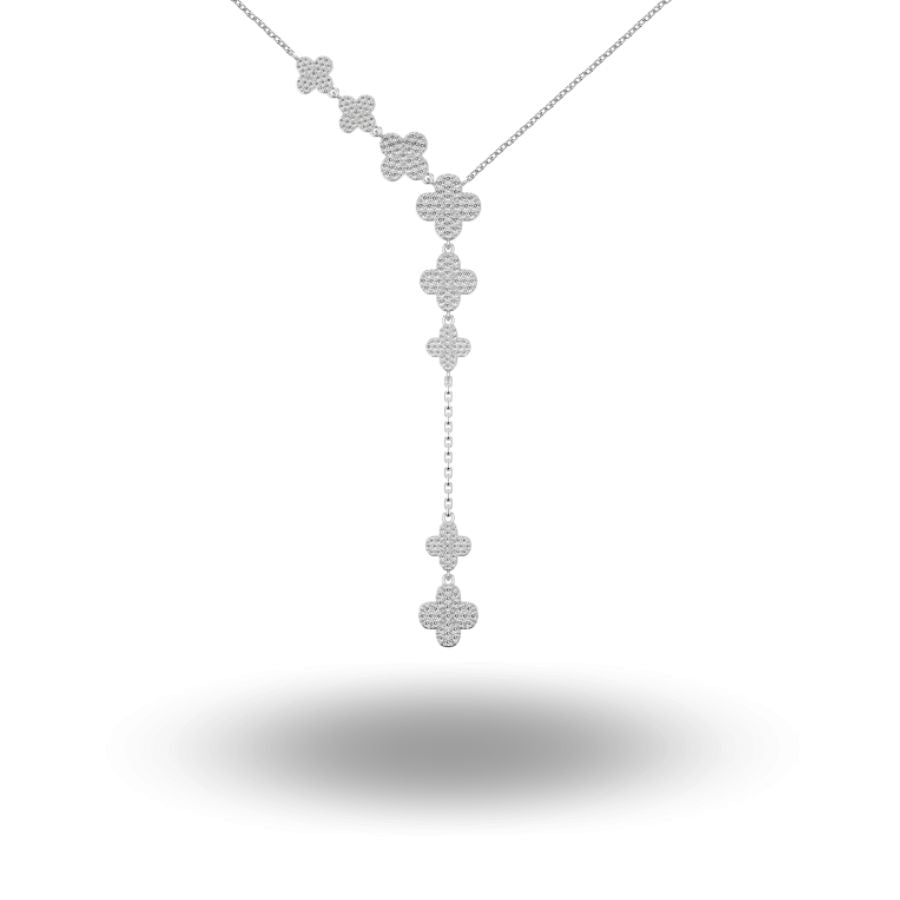 Maeve Clover Lariat Necklace Silver