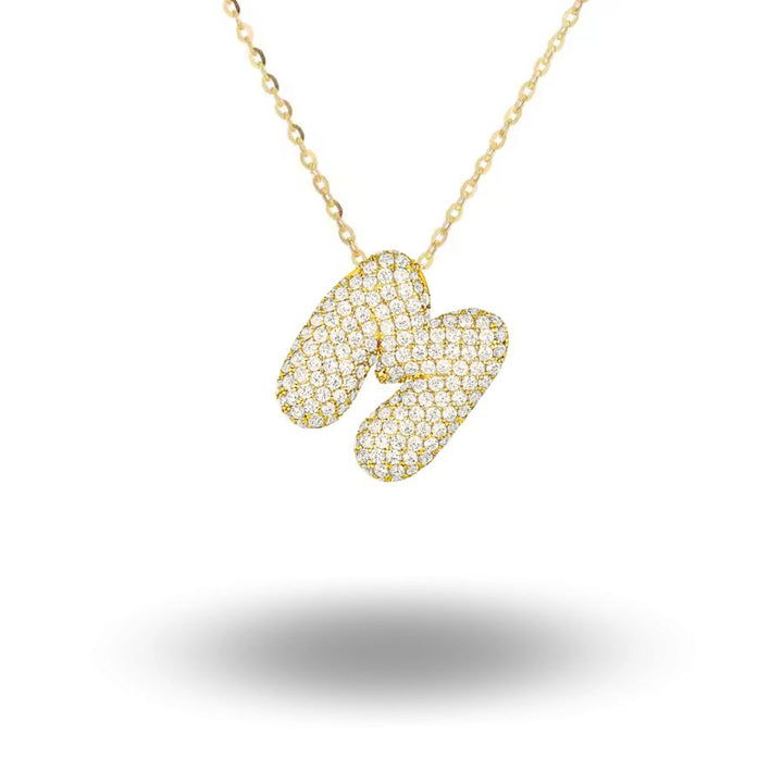 Midi Bubble Initial Necklace Gold