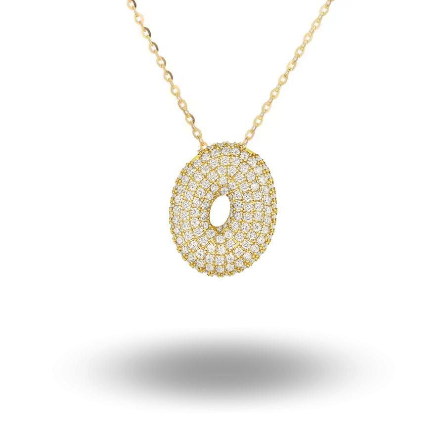 Midi Bubble Initial Necklace Gold