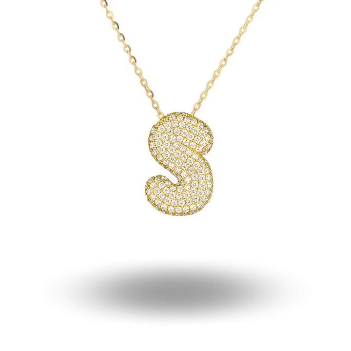 Midi Bubble Initial Necklace Gold