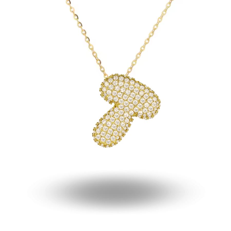 Midi Bubble Initial Necklace Gold