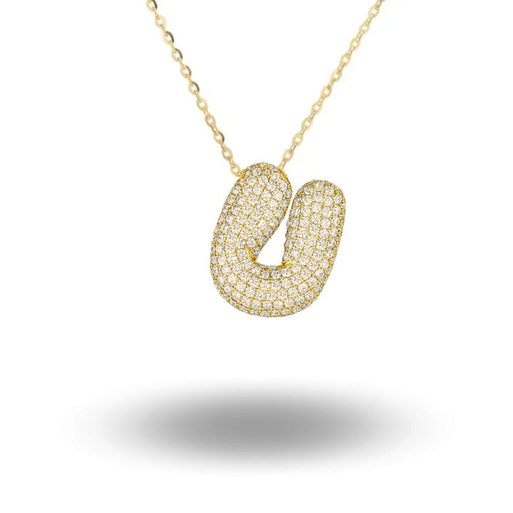 Midi Bubble Initial Necklace Gold