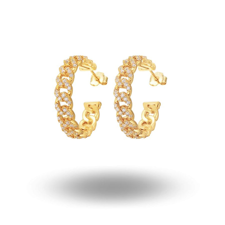 Cuban Link Hoop Earrings Gold