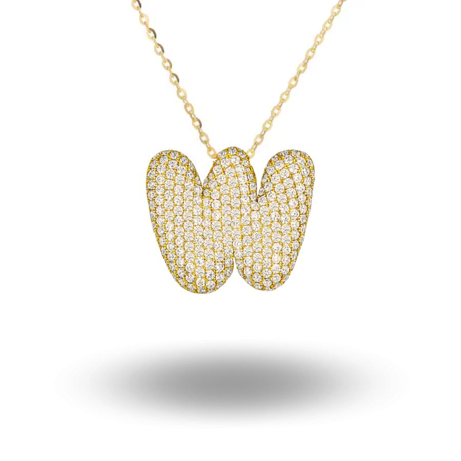 Midi Bubble Initial Necklace Gold