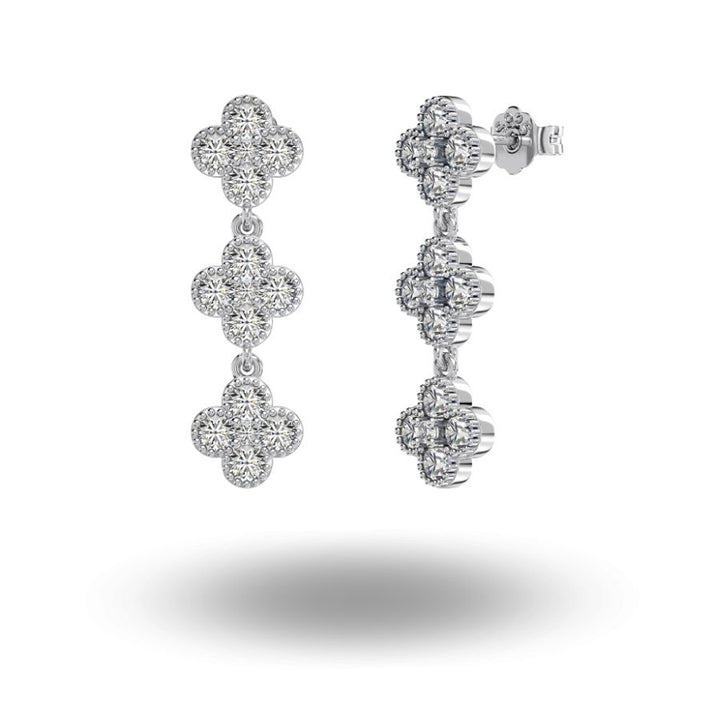 Clover Drop Earrings Silver