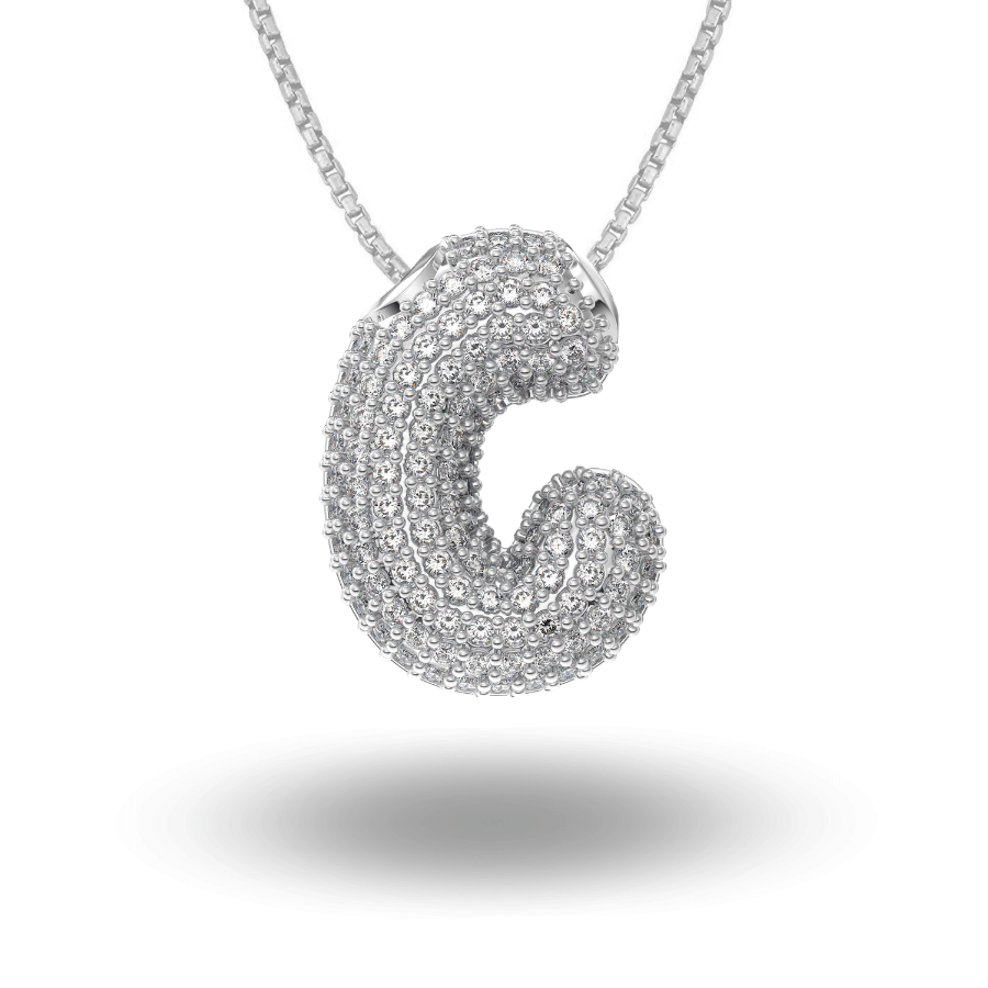 Maxi Bubble Initial Necklace Silver