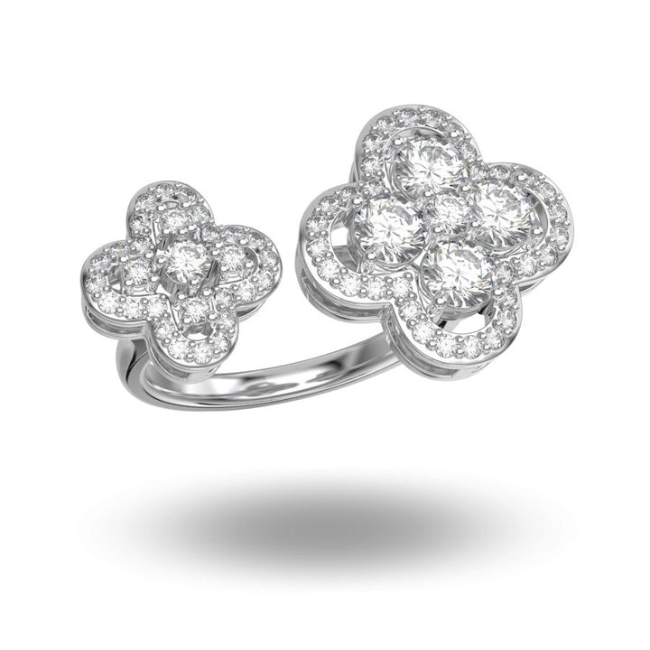 Adjustable Clover Ring Silver