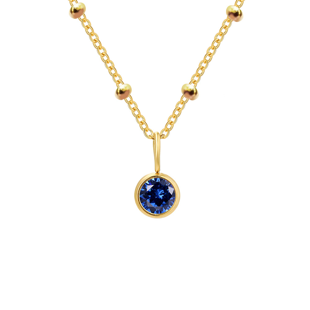 Birthstone Charm Necklace Gold