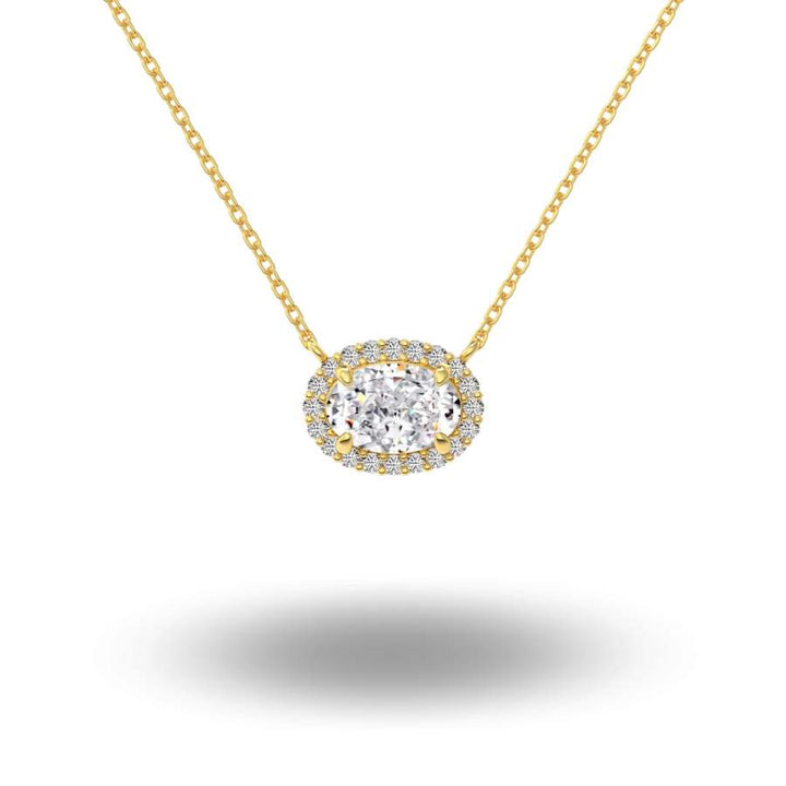 Edda Oval Cut x Halo Necklace Gold