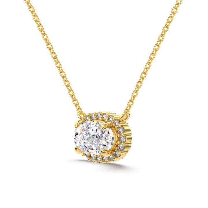 Edda Oval Cut x Halo Necklace Gold