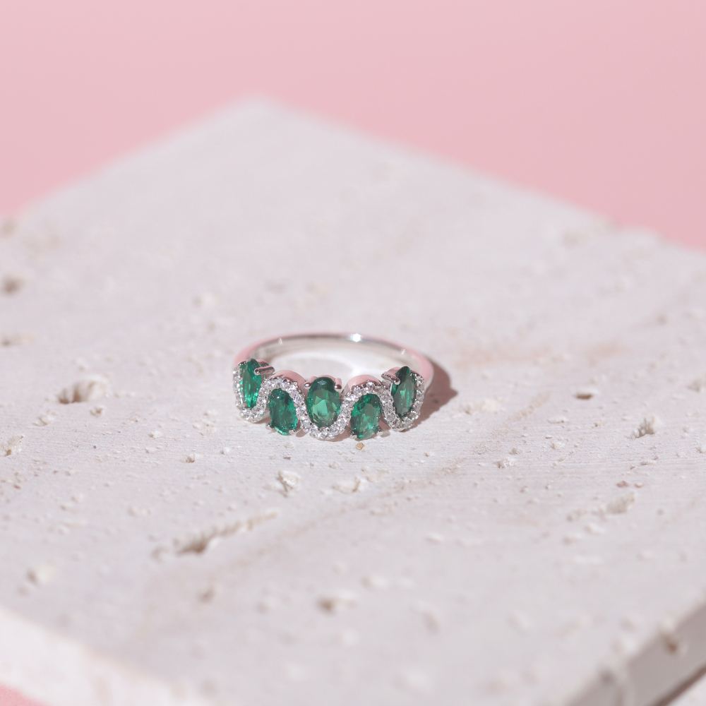 Azria Emerald Wave Ring