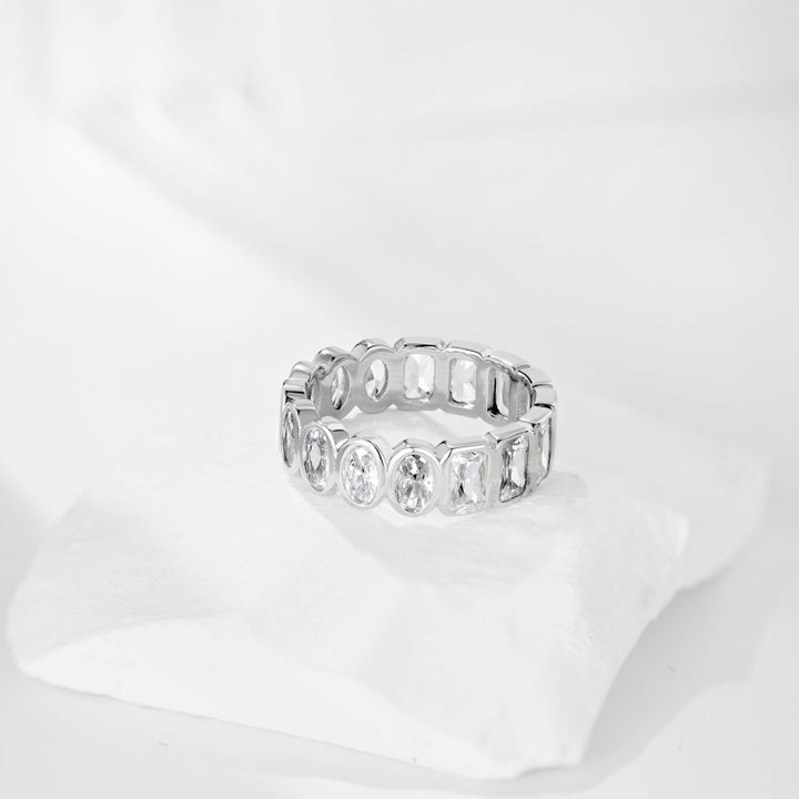 Vienne Half & Half Eternity Ring Silver