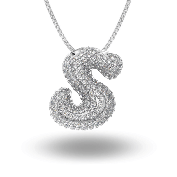 Maxi Bubble Initial Necklace Silver