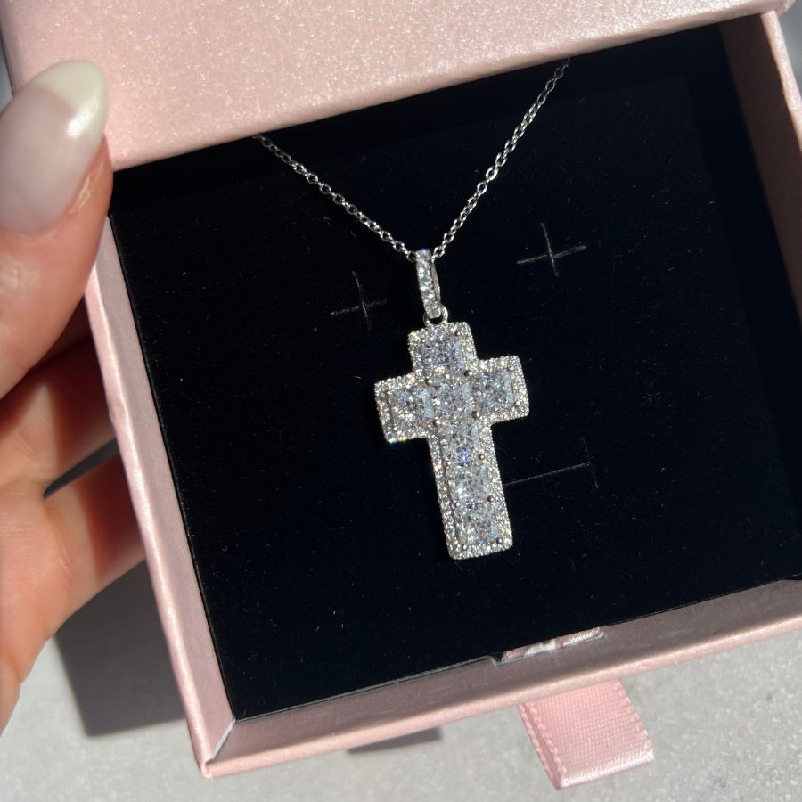 Crushed Ice Cross Necklace