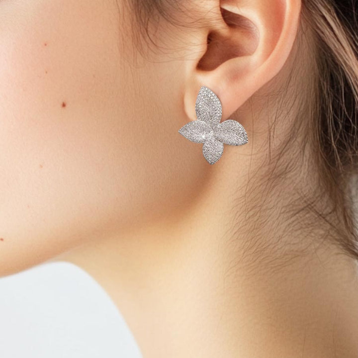 Dasha Pave Petal Earrings