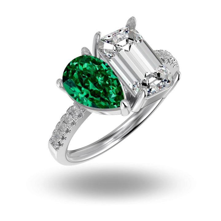 Noura Toi et Moi Ring Emerald