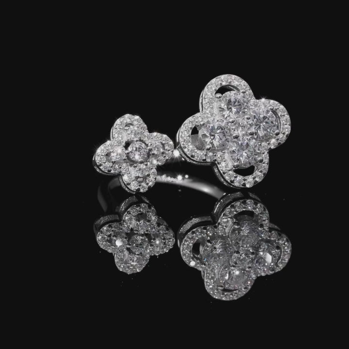 Adjustable Clover Ring Silver