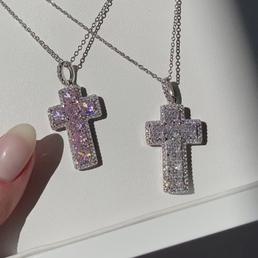 Crushed Ice Cross Necklace