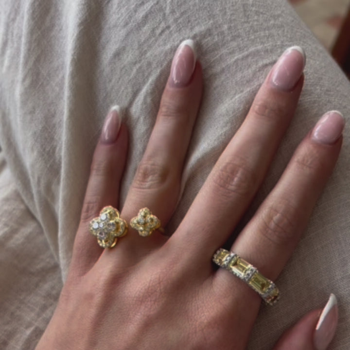 Adjustable Clover Ring Silver