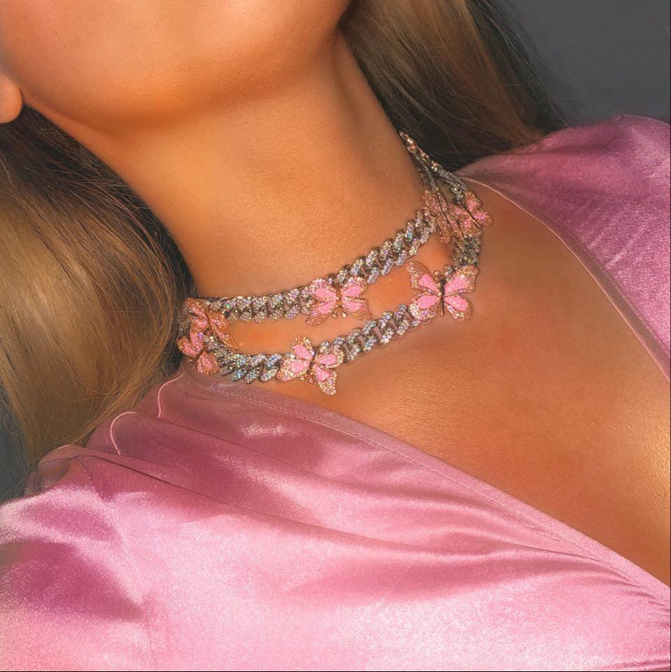 Kylie Pink Butterfly Chain - House of Carats