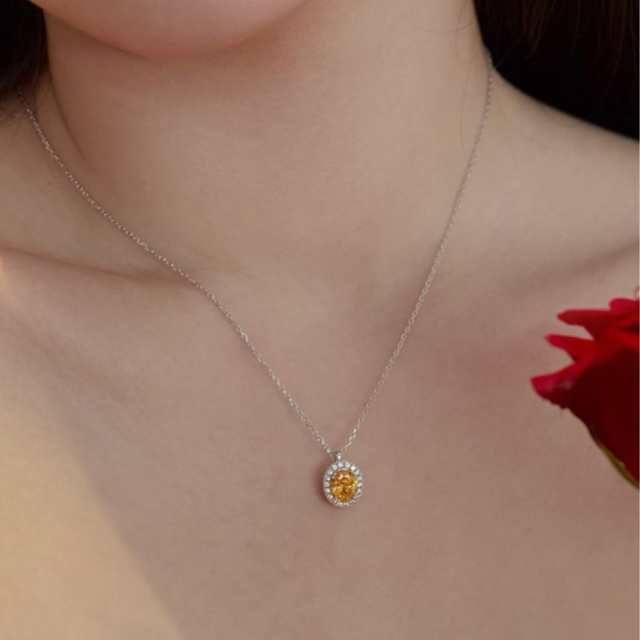 Lorisa Oval Cut Necklace Canary Yellow
