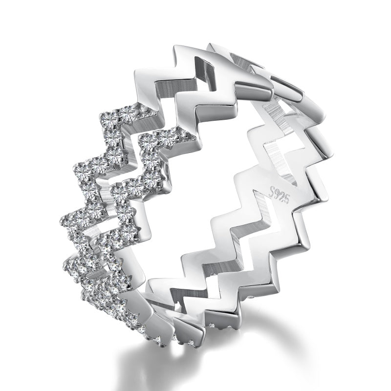 Double Zig Zag Ring Silver