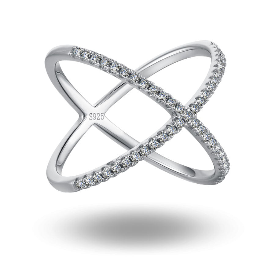 Pave Cross Ring Silver