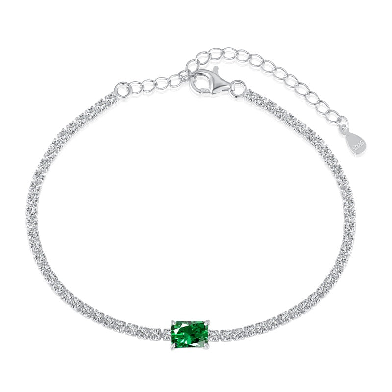 Reia Emerald Tennis Bracelet Silver